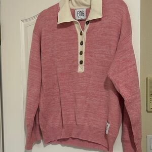 BDG Pink and Cream Women's Sweater from Urban Outfitters size Medium